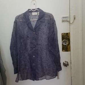Dana B and Karen button down sheer blouse it's a sheer navy blue size 8